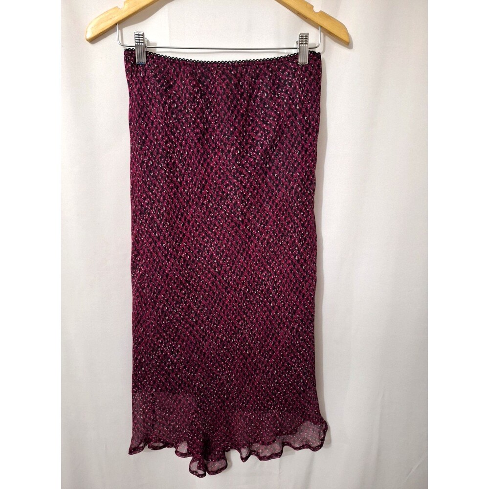Worthington Women's Y2K 100% Silk Midi Skirt Sz 10 Pull On Fairy Gothic Romantic